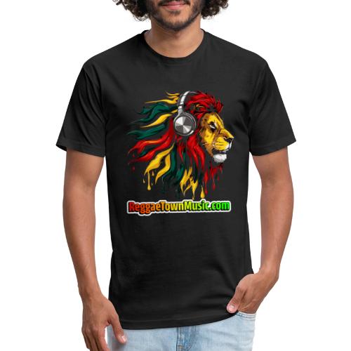 Reggae Music Radio Lion Head Soundwaves design - Men’s Fitted Poly/Cotton T-Shirt