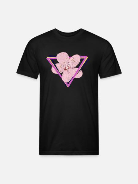 Vaporwave Cherry Blossoms - Unisex Poly/Cotton T-Shirt - black