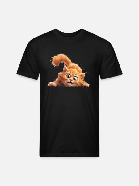 Funny Cat - Unisex Poly/Cotton T-Shirt - black