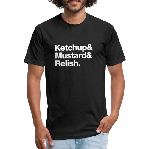Ketchup & Mustard & Relish. (white text) - Men’s Fitted Poly/Cotton T-Shirt