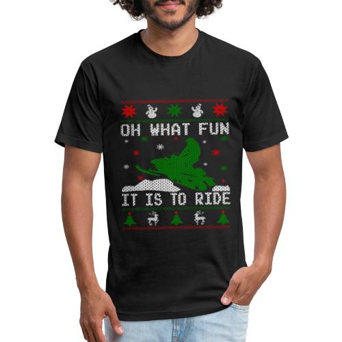 Oh What Fun Snowmobile Ugly Sweater style - Fitted Cotton/Poly T-Shirt by Next Level