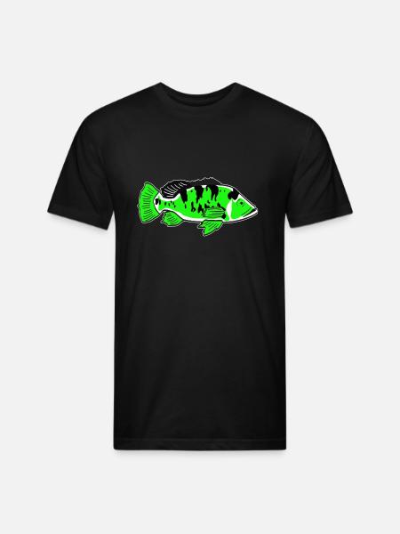 PEACOCK BASS - Unisex Poly/Cotton T-Shirt - black
