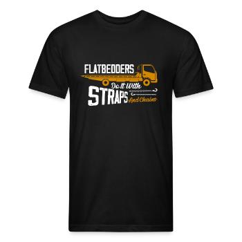 Flatbedders Do It With Straps And Chains Tow Truck - Unisex Poly/Cotton T-Shirt - black - Front - Jose (178cm)