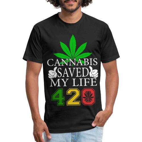 Joyous 420 Saving Herb Weed Marijuana Design - Men’s Fitted Poly/Cotton T-Shirt