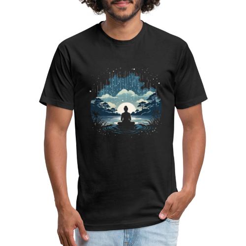Find Your Zen: Meditative Silhouette in GentleRain - Unisex Poly/Cotton T-Shirt