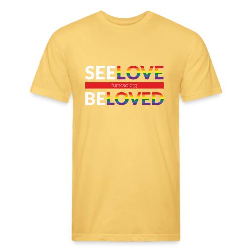 See Love, Be Loved at FUMCSD (white letters) - Unisex Poly/Cotton T-Shirt