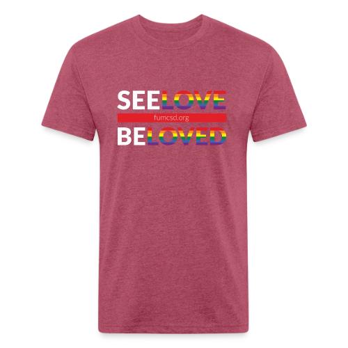 See Love, Be Loved at FUMCSD (white letters) - Unisex Poly/Cotton T-Shirt