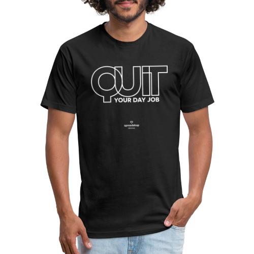 Quit in white - Men’s Fitted Poly/Cotton T-Shirt