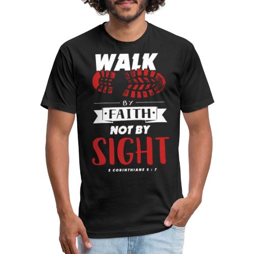 Walk by Faith Not by Sight - Red & White - Unisex Poly/Cotton T-Shirt
