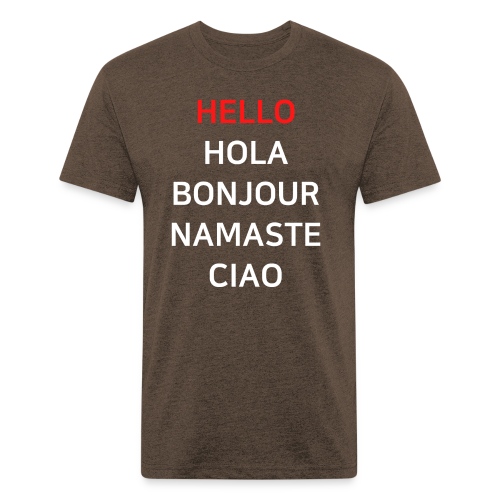 Greeting in Different Languages - Hello Hola - Men’s Fitted Poly/Cotton T-Shirt