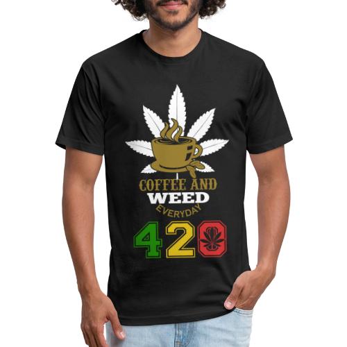 2024 420 Coffee & Smoke Weed Marijuana Design - Men’s Fitted Poly/Cotton T-Shirt