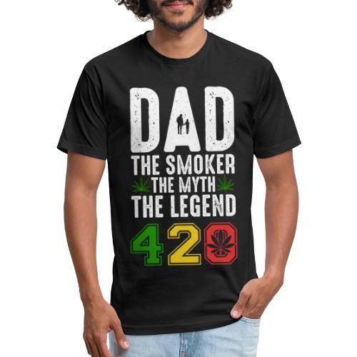Gleeful Smoking dad The smoker the myth the legend - Men’s Fitted Poly/Cotton T-Shirt