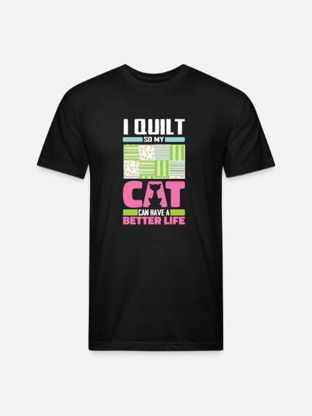 Quilting Cat - Unisex Poly/Cotton T-Shirt - black