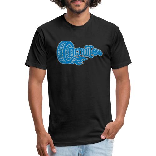 The D® - Detroit Wheel Guitar with Flames Bl Slvr - Unisex Poly/Cotton T-Shirt