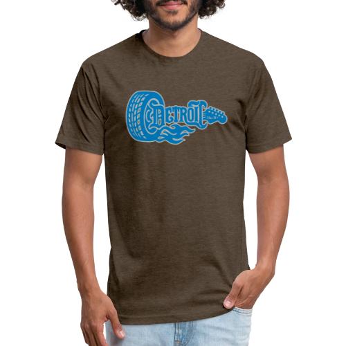 The D® - Detroit Wheel Guitar with Flames Bl Slvr - Unisex Poly/Cotton T-Shirt