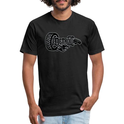 The D® - Detroit Wheel Guitar with Flames Blk Slvr - Unisex Poly/Cotton T-Shirt