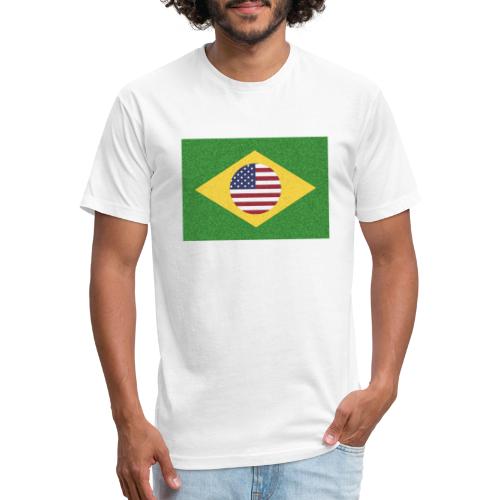 Brazil and USA Flag - Men’s Fitted Poly/Cotton T-Shirt