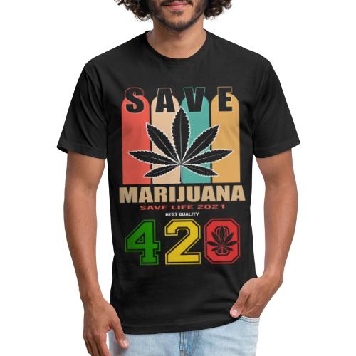 Hysterical 420 Save The Plant Weed Marijuana - Men’s Fitted Poly/Cotton T-Shirt