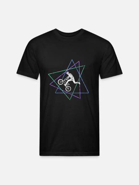 Geometric BMX Stunt Rider - Unisex Poly/Cotton T-Shirt - black