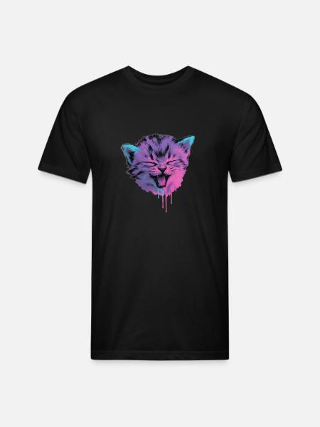 Neon Cat Splash - Unisex Poly/Cotton T-Shirt - black