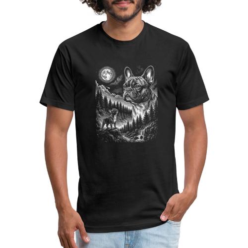 Vintage French Bulldog Moon Howling Tee - Unisex Poly/Cotton T-Shirt
