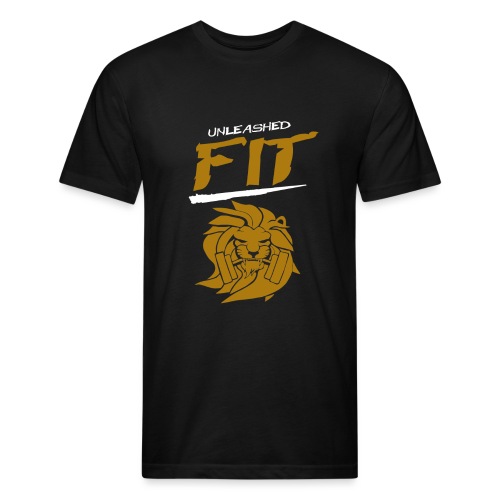 UNLEASHED FIT STRIKER BLACK AND GOLD png - Men’s Fitted Poly/Cotton T-Shirt