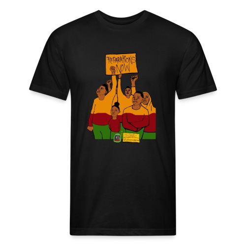 Reparations Now Design #nappy9folics - Men’s Fitted Poly/Cotton T-Shirt