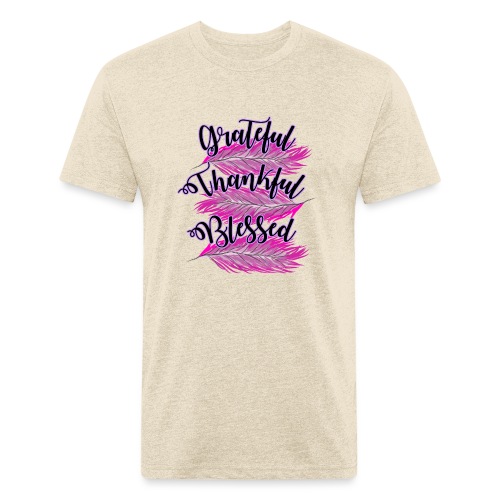 pink feathers grateful thankful blessed - Men’s Fitted Poly/Cotton T-Shirt