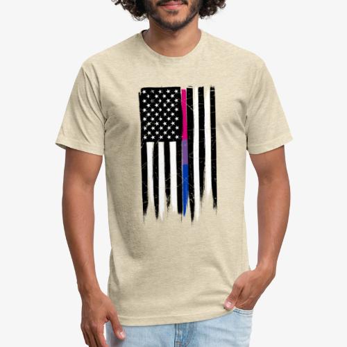 Bisexual Thin Line American Flag - Men’s Fitted Poly/Cotton T-Shirt