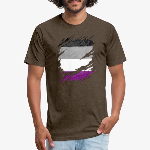 Asexual Pride Flag Ripped Reveal - Men’s Fitted Poly/Cotton T-Shirt