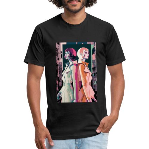 Trench Coats - Vibrant Colorful Fashion Portrait - Fitted Cotton/Poly T-Shirt by Next Level