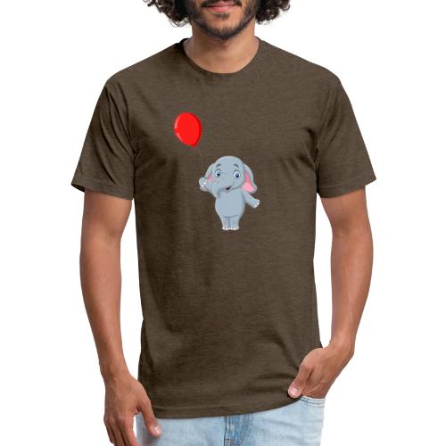 Baby Elephant Holding A Balloon - Men’s Fitted Poly/Cotton T-Shirt