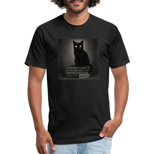 Cat on Banned Books - Unisex Poly/Cotton T-Shirt