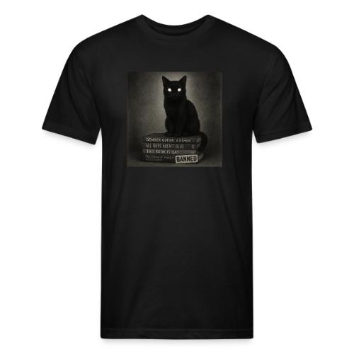 Cat on Banned Books - Unisex Poly/Cotton T-Shirt