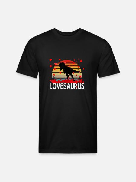 Valentines Day Dinosaur Lovesaurus - Unisex Poly/Cotton T-Shirt - black