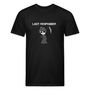 Last Responder Grim Reaper Dark Humor - Unisex Poly/Cotton T-Shirt - black - Front - Jose (178cm)