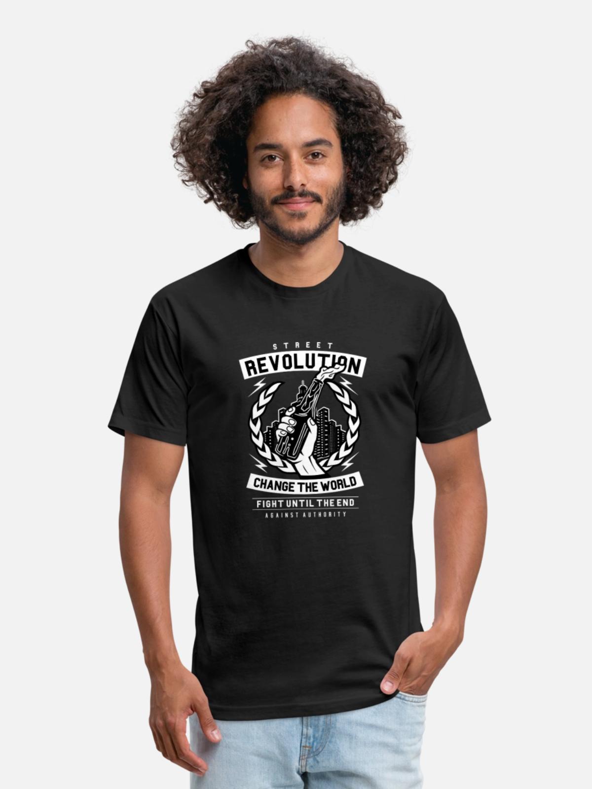 Street revolution - Unisex Poly/Cotton T-Shirt - black - Front - Jose (178cm)