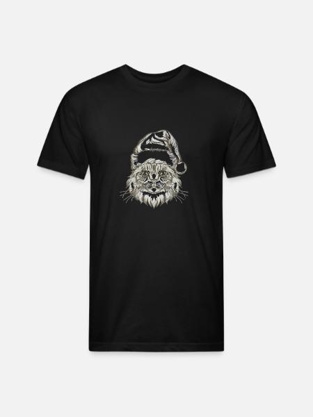 cat in santa hat2 - Unisex Poly/Cotton T-Shirt - black