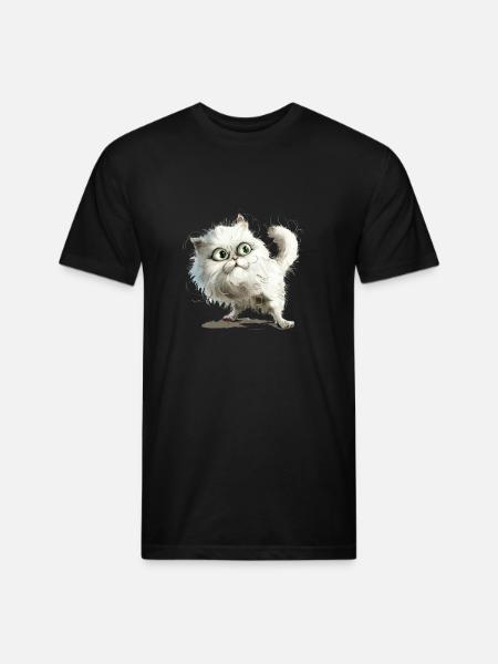 Funny Cat - Unisex Poly/Cotton T-Shirt - black