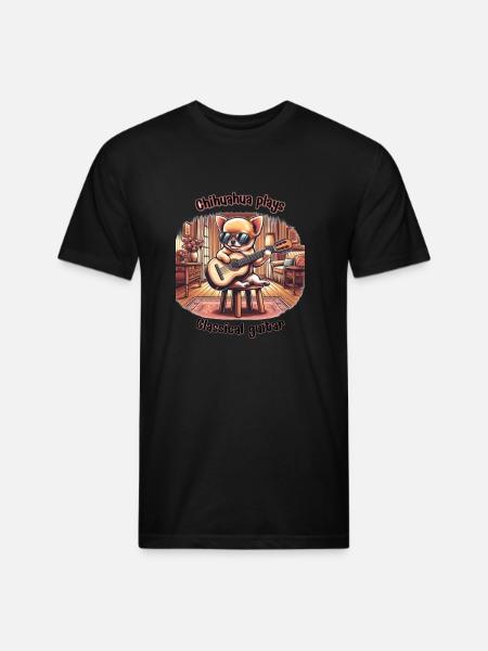 Mini Maestro Chihuahua Guitarist - Unisex Poly/Cotton T-Shirt - black