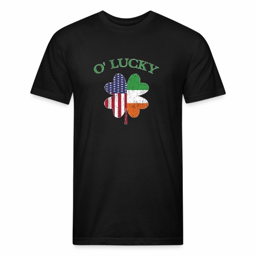 Lucky Irish American Flag Shamrock Clover Ireland. - Men’s Fitted Poly/Cotton T-Shirt