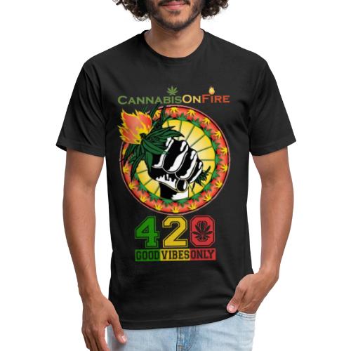 Charming Cannabis On Fire 420 Weed Marijuana - Men’s Fitted Poly/Cotton T-Shirt