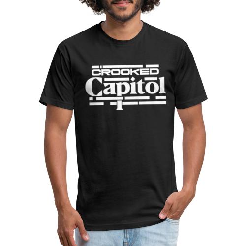 Crooked Capitol Logo White - Men’s Fitted Poly/Cotton T-Shirt