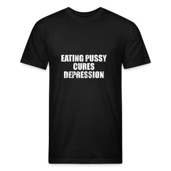 Eating pussy cures depression - Unisex Poly/Cotton T-Shirt - black - Front - Jose (178cm)