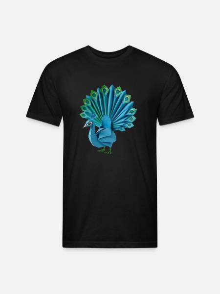 Origami Peacock - Unisex Poly/Cotton T-Shirt - black