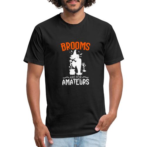 Brooms Are For Amateurs Funny Halloween Tardis - Men’s Fitted Poly/Cotton T-Shirt
