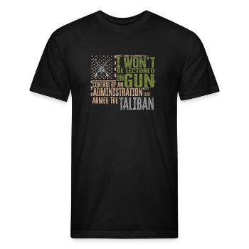 I Won't Be Lectured On Gun - Unisex Poly/Cotton T-Shirt - black - Front - Jose (178cm)