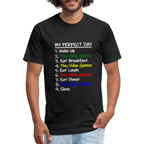My Perfect Day Funny Video Games Quote For Gamers - Men’s Fitted Poly/Cotton T-Shirt