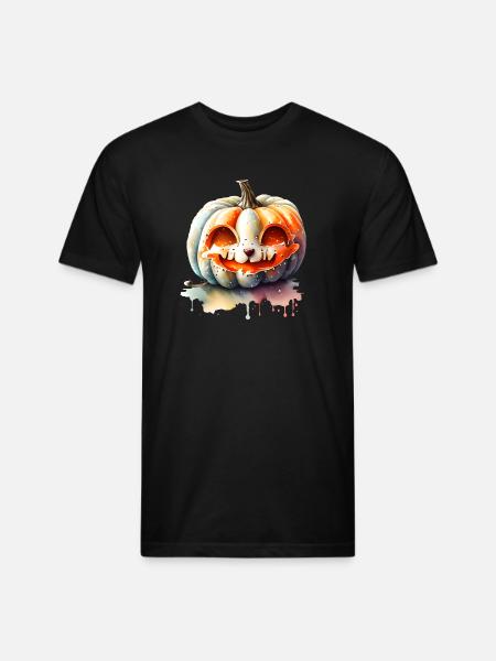 Pumpkin With Cat Face - Unisex Poly/Cotton T-Shirt - black