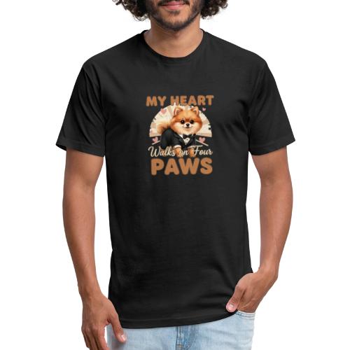 My Heart Walks on Four Paws – Pomeranian tee - Unisex Poly/Cotton T-Shirt